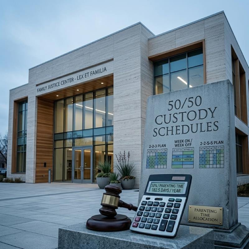 Calendar showing different 50 50 custody schedule